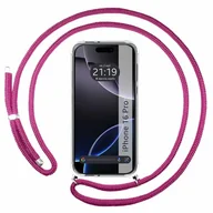 Etui i futerały do telefonów - Przezroczyste etui na telefon iPhone 16 Pro (6,3) ze smyczą w kolorze różowego fuksji - miniaturka - grafika 1
