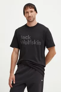 Jack Wolfskin t-shirt bawełniany Brand męski kolor czarny z nadrukiem 1809591 - Koszulki męskie - miniaturka - grafika 1