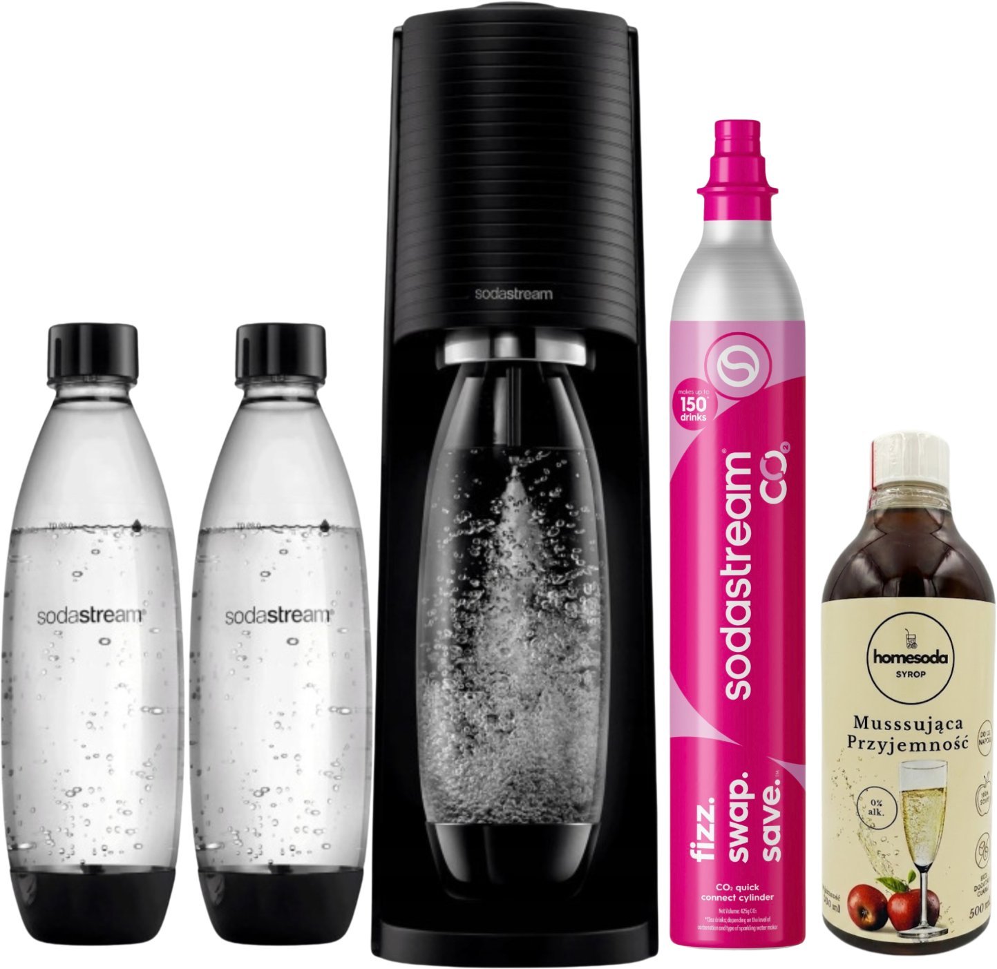 Saturator Sodastream Saturator SodaStream TERRA do gazowania wody 2 butelki + Syrop smak Szampan