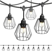 Lampy ogrodowe - ZESTAW CRETE 2x Girlanda ogrodowa 5m + kabel 10m + 10x klosz czarny D1 - miniaturka - grafika 1