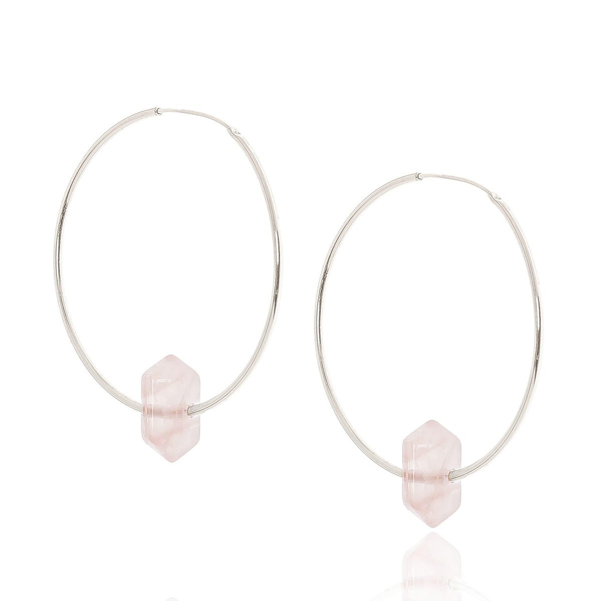 Kolczyki Srebrne Koła Z Kwarcami Różowymi