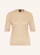 Swetry damskie - Boss Dzianinowa Koszulka Farbella beige - BOSS - miniaturka - grafika 1