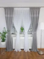 Firany - Długa firana do salonu zdobiona koralikami, eleganckie firanki do salonu gotowe - miniaturka - grafika 1