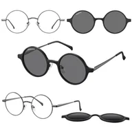Okulary korekcyjne, oprawki, szkła - Okrągłe okulary pod korekcję z polaryzacyjną nakładką przeciwsłoneczną CLIP-MC100B-1 grafitowe - miniaturka - grafika 1