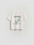 Bluzki dla niemowląt - Reserved - Bawełniany t-shirt - złamana biel - miniaturka - grafika 1