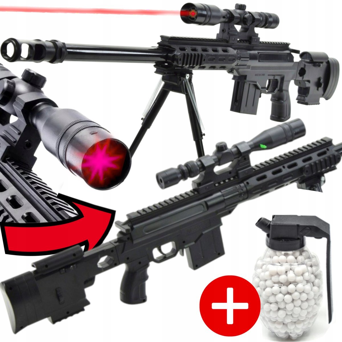 Ogromny Karabin Snajperski na Kulki Barrett M82 96 Cm Replika +granat Kulek