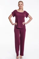 Bielizna nocna - Damska bambusowa piżama LIVIA S Bordowy - miniaturka - grafika 1