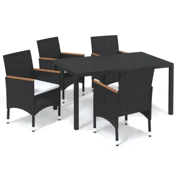 Komplet mebli ogrodowych czarny, stół 150x90x74 cm, krzesła 55x58x84 cm