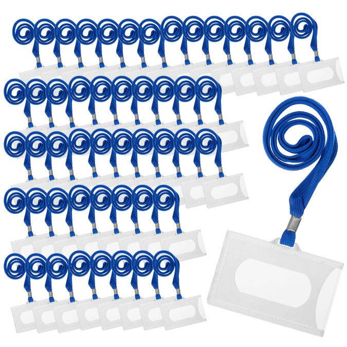 Identyfikator na kartę twardy holder K niebiesk smycz plastik 59x92mm 50szt