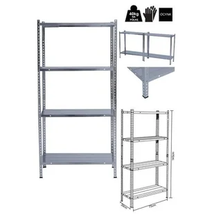 Regał metalowy ocynkowany 4 półki 145x75x30 cm 40 kg - Szafy i regały magazynowe - miniaturka - grafika 1