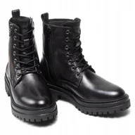 Botki damskie - Geox Damskie Botki Czarne Skórzane Za Kostkę 41 Ż7A - miniaturka - grafika 1