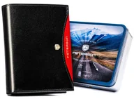 Portfele - Duży portfel męski na dowód rejestracyjny skóra naturalna ochrona RFID Protect Peterson, czarny czerwony - miniaturka - grafika 1