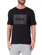 Koszulki męskie - HUGO Męski T-shirt Dulive222 z bawełnianego dżerseju z okrągłym dekoltem i logo bokserskie, czarny 2, M - miniaturka - grafika 1