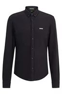 Koszule męskie - BOSS Męska koszula BIADO R Regular-Fit z bawełny piqué z logo, granatowy, S - miniaturka - grafika 1