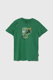 Koszulki dla dziewczynek - Puma t-shirt bawełniany dziecięcy GRAPHICS Year of Sports B kolor zielony z nadrukiem - grafika 1