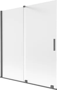 Mexen Velar parawan nawannowy 2-skrzydłowy rozsuwany 150 x 150 cm, szron, gun gray szczotkowany - 896-150-000-31-66 - Parawany nawannowe - miniaturka - grafika 1