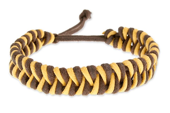 Męska Bransoletka Żółto Brązowa Wiązana