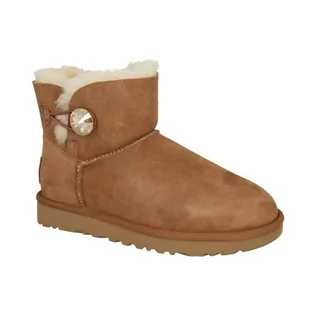 Śniegowce damskie - UGG Skórzane śniegowce MINI BAILEY BUTTON BLING | z dodatkiem wełny - grafika 1