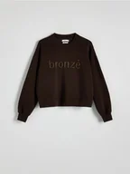 Bluzy damskie - Reserved - Bluza z haftem - ciemnobrązowy - miniaturka - grafika 1