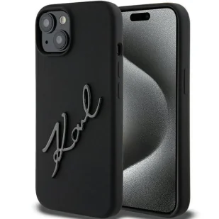 Etui Karl Lagerfeld Silicone Karl Script na iPhone 15 - czarne - Etui i futerały do telefonów - miniaturka - grafika 1