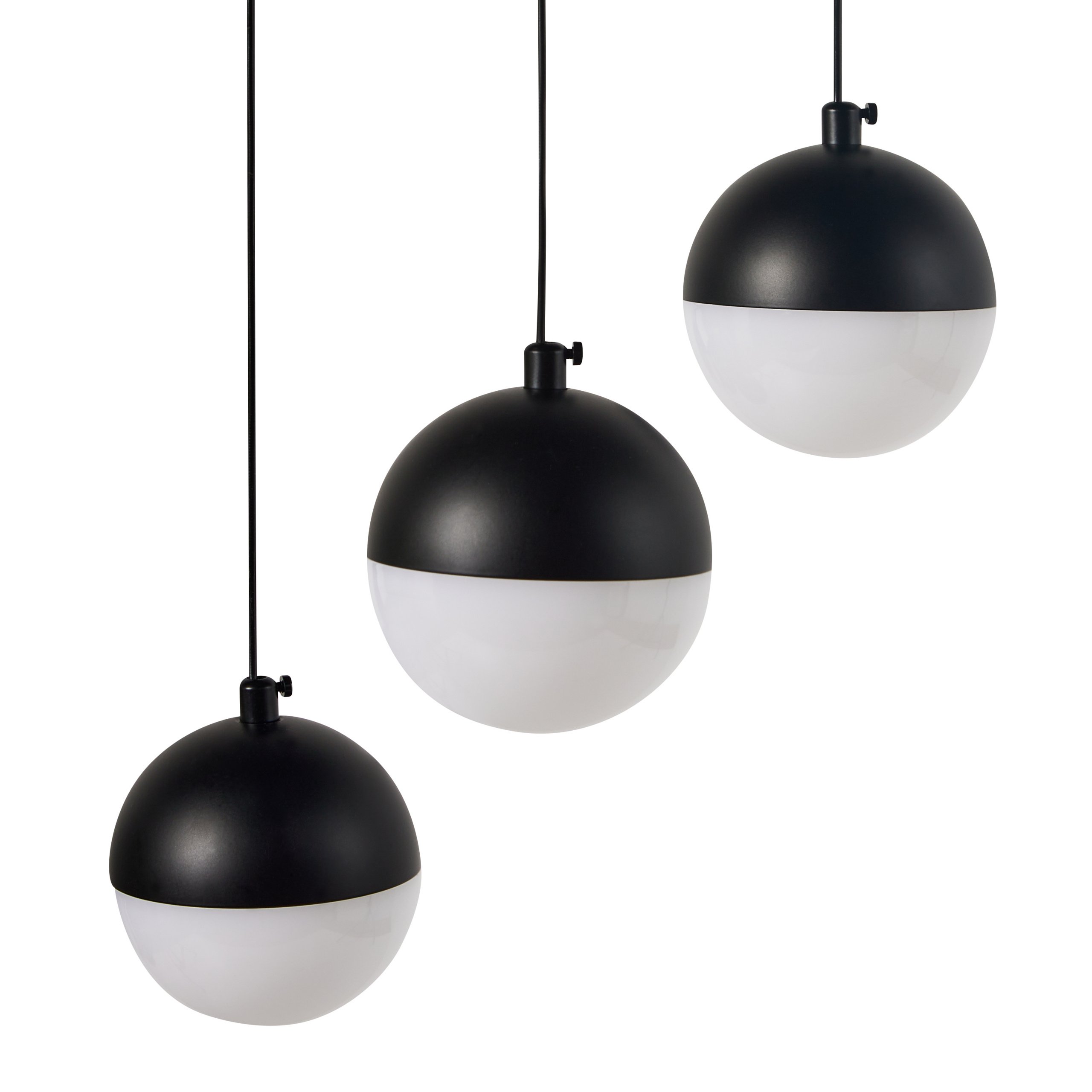 BELIANI Lampa wisząca czarna metalowa 3 punktowa zintegrowane oświetlenie LED okrągłe szklane klosze do salonu nowoczesna