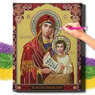 Zabawki kreatywne - Haft Diamentowy 5D Mozaika + RAMKA MATKA BOSKA JEZUS BOŻE NARODZENIE 40x50 - miniaturka - grafika 1