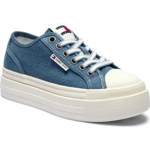 Tommy Jeans Jeansowe trampki FOXING - Trampki damskie - miniaturka - grafika 1