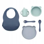 Zestawy naczyń dla dzieci - OLMITOS Zestaw Obiadowy Silikonowy 7-elem Niebieski 0946 - miniaturka - grafika 1