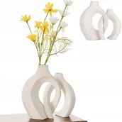 Wazony i flakony - Wazon ceramiczny 2-częściowy nowoczesny rustykalny ozdoba dom prezent BIAŁY - miniaturka - grafika 1