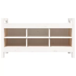 Ławka do przedpokoju, biała, 110x40x60 cm, lite drewno sosnowe - Ławki do przedpokoju - miniaturka - grafika 4