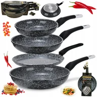 Zestawy garnków i patelni - PRAKTYCZNY Zestaw PATELNI MARMUROWYCH 4szt + PATELNIA DO NALEŚNIKÓW 24cm - miniaturka - grafika 1