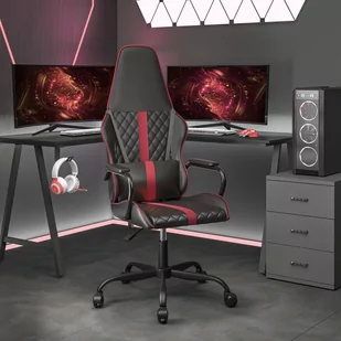 vidaXL Fotel gamingowy, czarno-bordowy, sztuczna skóra - Fotele gamingowe - miniaturka - grafika 1