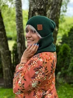 Apaszki i szaliki damskie - Bawełniany mały komin Zielony - miniaturka - grafika 1