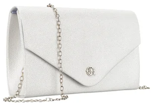 Kopertówka damska srebrna ROVICKY skóra ekologiczna mała klasyczna torebka wieczorowa elegancka wizytowa na wesele łańcuszek - Torebki damskie - miniaturka - grafika 1