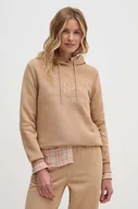 Bluzy damskie - Gant bluza damska kolor beżowy z kapturem gładka - miniaturka - grafika 1