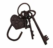 Pozostałe ozdoby ogrodowe - Tajemniczy Ogród Dekoracja pęk kluczy z sercem met.3szt wys.8cm - miniaturka - grafika 1