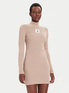 Sukienki - Calvin Klein Jeans Sukienka codzienna LV047D308G Beżowy Slim Fit - miniaturka - grafika 1