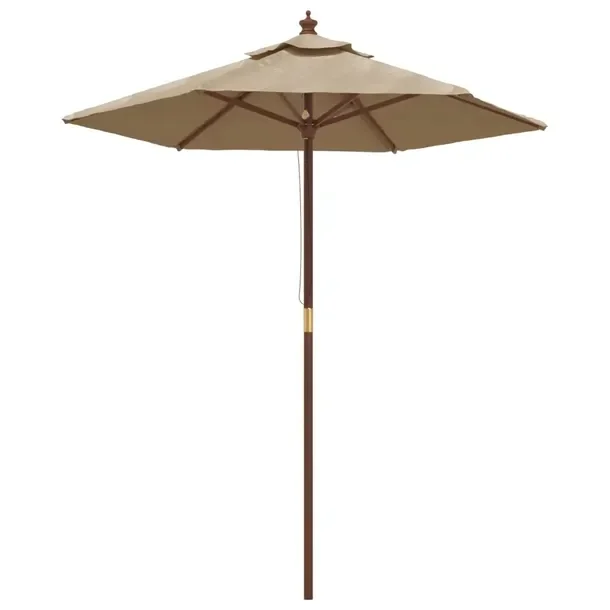 Parasol ogrodowy UV z twardym drewnem taupe 196x231 cm