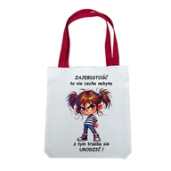 Torebki damskie - Torba na ramię uchwyt czerwony, zabawny tekst Mi 057 - miniaturka - grafika 1