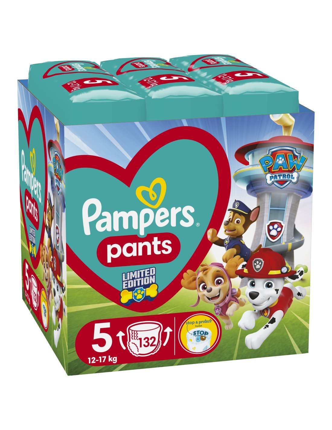 Pampers Pieluchy Pants Paw Patrol 5, 12-17 kg, 132 szt.