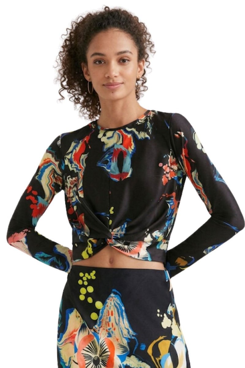 Bluzka damska Desigual by Mr. Christian Lacroix Uma czarna wzorzysta-XL