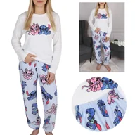 Piżamy damskie - DISNEY Andzia i Stitch polarowa piżama damska, ciepła, długi rękaw, biało-niebieska S - miniaturka - grafika 1
