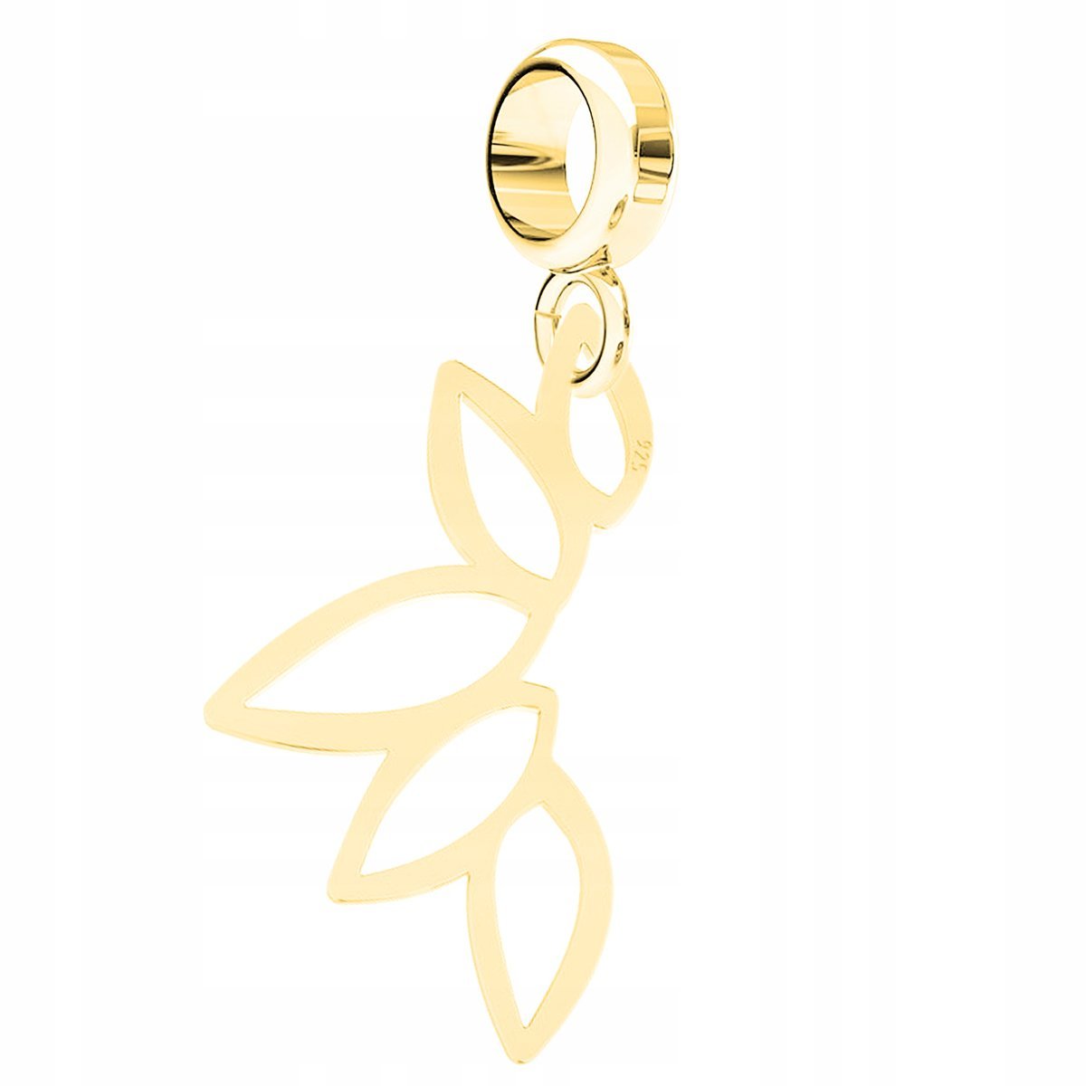 Charms wiszący złoty Ażurowy Liść srebro 925
