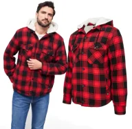 Odzież taktyczna i umundurowanie - Kurtka Brandit Lumber Jacket Hooded Red/Black Checkered L - miniaturka - grafika 1
