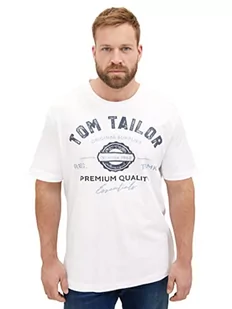 T-shirt męski plus size TOM TAILOR z nadrukiem z logo wykonany z bawełny, 20000-Biały, 4XL - Koszulki męskie - miniaturka - grafika 1