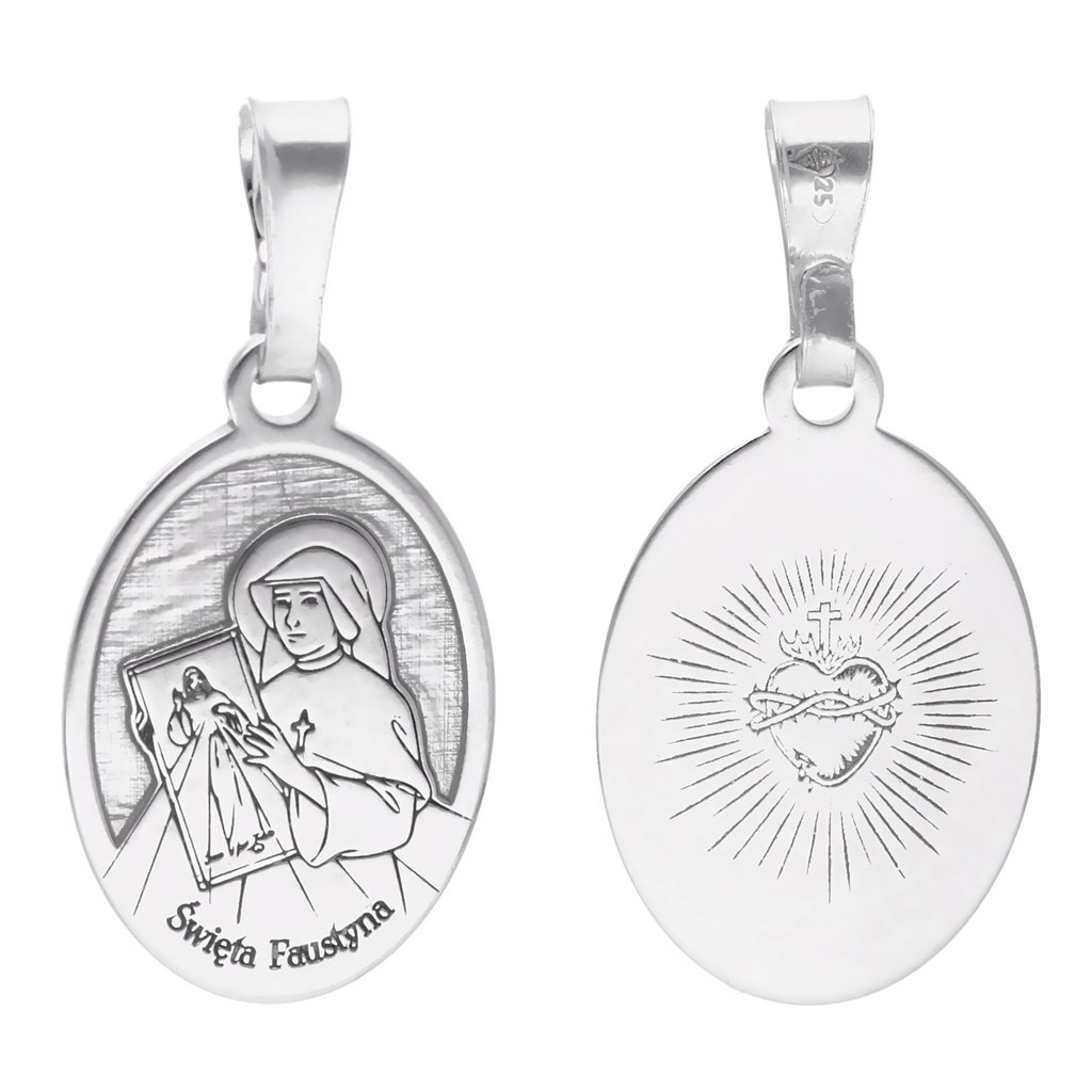 Medalik srebrny Ag 925 rodowany Św. Faustyna MDC019R