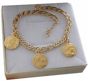 Złota szeroka bransoletka z monetami srebro 925 zł - Bransoletki - miniaturka - grafika 1