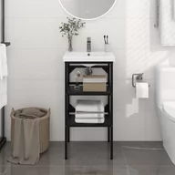Szafki łazienkowe - vidaXL Stelaż pod umywalkę, czarny, 40x38x83 cm, żelazny - miniaturka - grafika 1