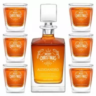 Karafki - Karafka do whisky cube z 6 szklankami i grawerem - miniaturka - grafika 1
