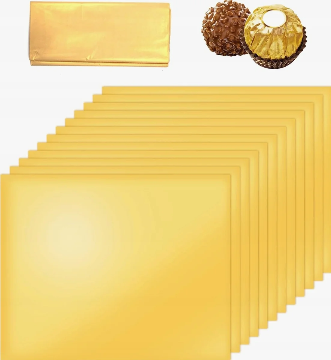 PAPIER 150 SZTUK 16X19CM ZŁOTY FOLIOWY DO OWIJANIA CUKIERKÓW SŁODYCZY DIY